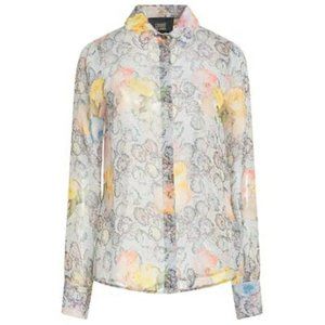 NWT Cavalli Class by Roberto Cavalli Long Sleeve Gray Women's Blouse US Size 8